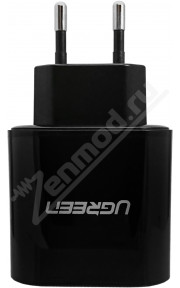 Адаптер 220V-USB UGREEN 2.4A+1A